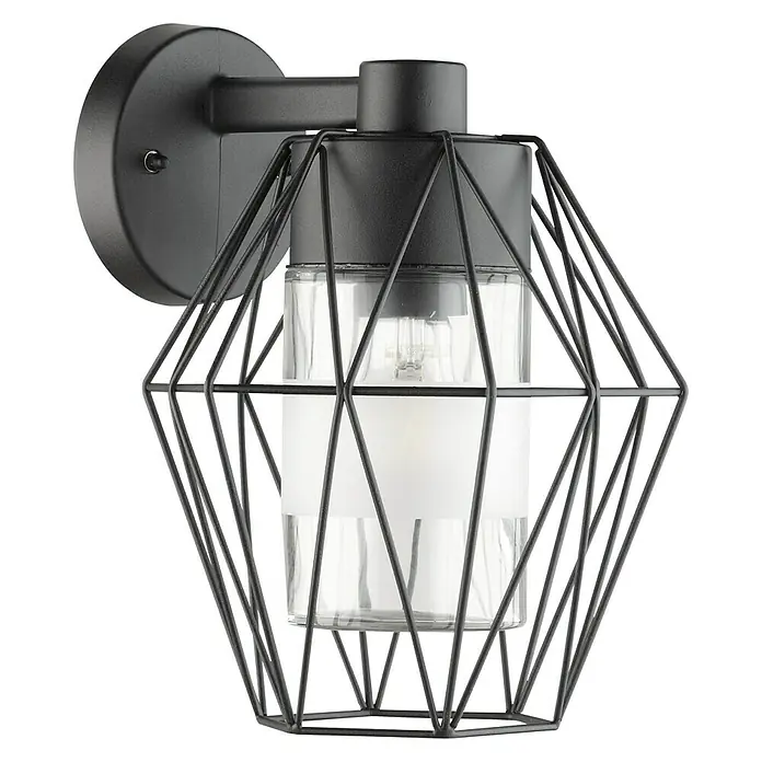 Eglo Wandlamp voor buiten Canove - 60 W, 23 x 23,5 x 24 cm, Zwart, Helder, IP44 - Diagonaal zicht
