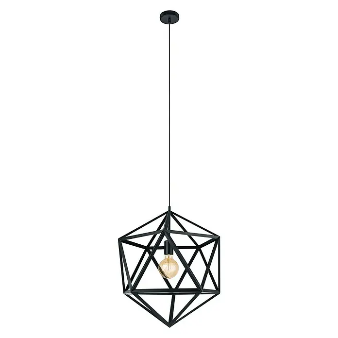 Eglo Hanglamp Embleton - 60 W, Zwart, E27 - Vooraanzicht