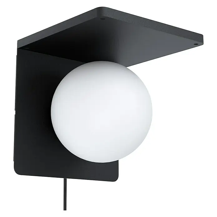 Eglo Wandlamp Ciglie - 40 W, l x b x h: 18 x 21 x 18 cm, Zwart, Wit, E14 - Diagonaal zicht