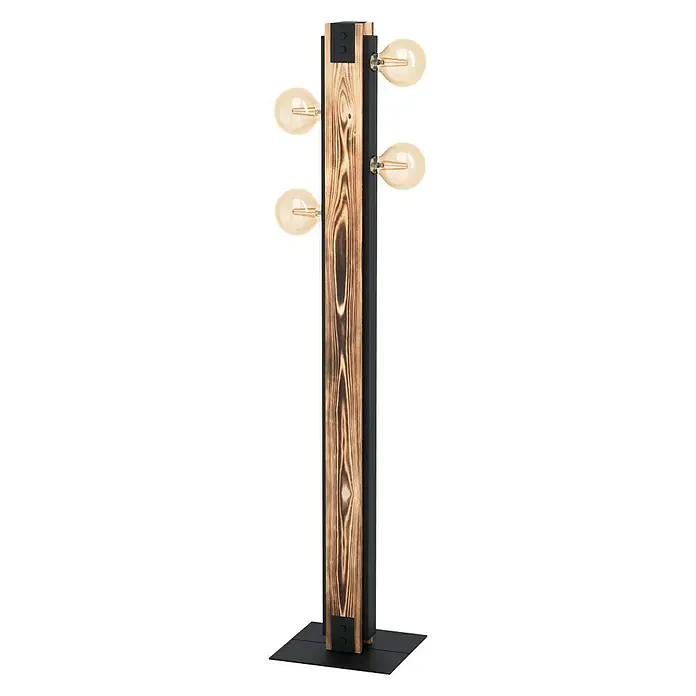 Eglo Staande lamp Layham - Hoogte: 127,5 cm, Zwart, Bruin, E27 - Diagonaal zicht