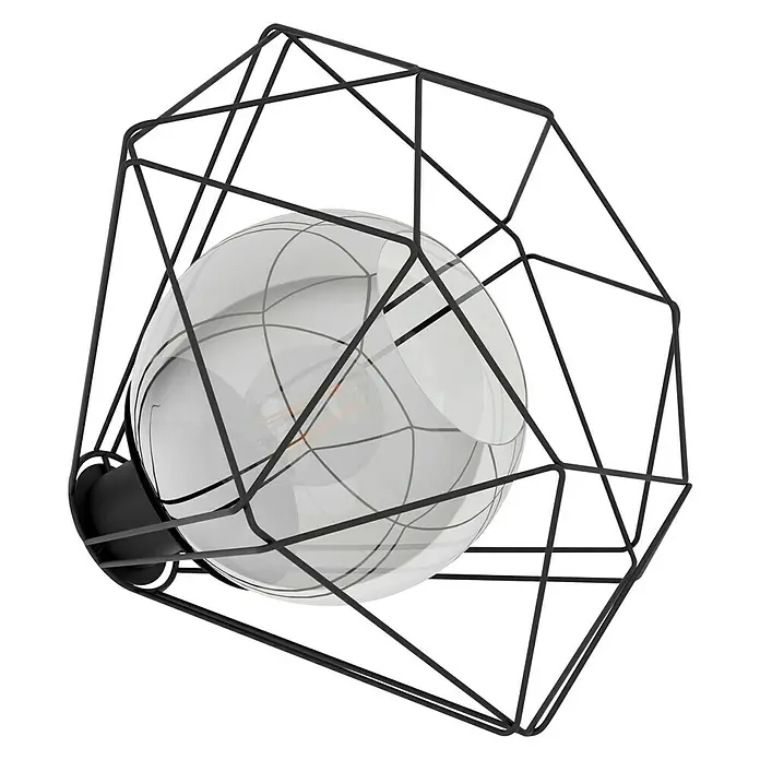Eglo Tafellamp Vernham - 40 W, Zwart, Transparant, Zwart, E27 - Diagonaal zicht