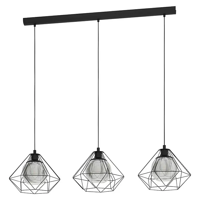 Eglo Hanglamp Vernham - 120 W, l x b x h: 114,5 mm x 32,5 mm x 110 cm, Zwart, E27 - Diagonaal zicht
