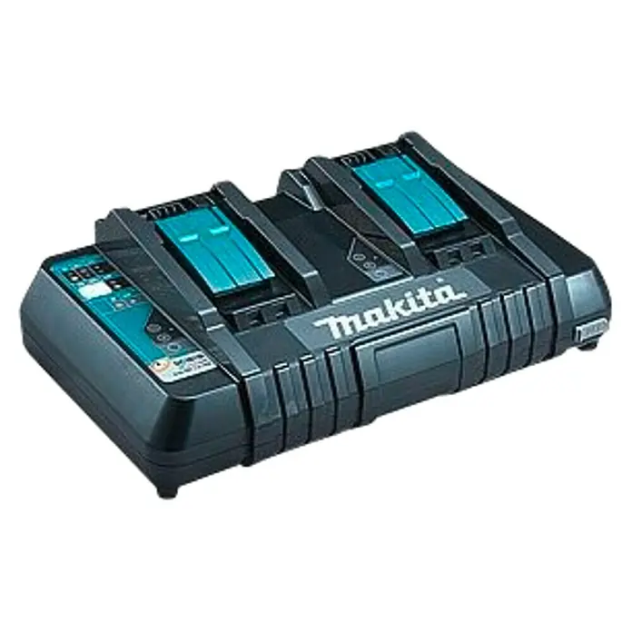 Makita Dvostruki punjač DC18RD - Napon akumulatora: 14,4 V - 18 V - Dijagonalni pogled
