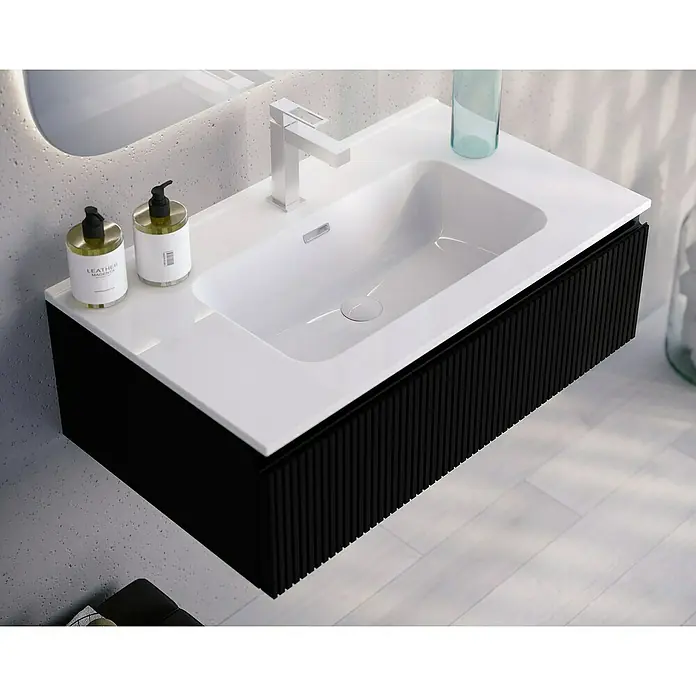 Lavabo Spectra - 81 x 46 cm, Orificios para grifo: Medio, Con desbordamiento, Blanco - Foto ambiente