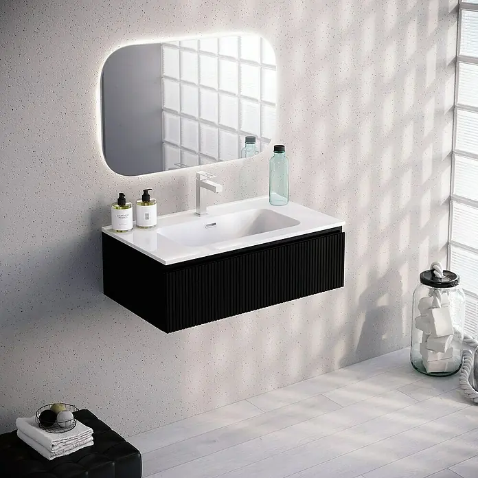 Lavabo Spectra - 81 x 46 cm, Orificios para grifo: Medio, Con desbordamiento, Blanco - Foto ambiente