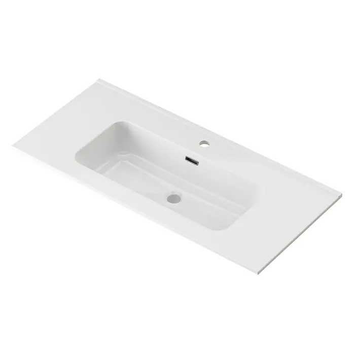 Lavabo Spectra - 101 x 46 cm, Orificios para grifo: Medio, Con desbordamiento, Blanco - Vista angular