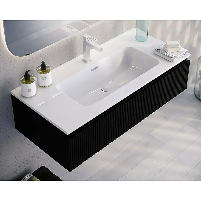 Lavabo Spectra - 101 x 46 cm, Orificios para grifo: Medio, Con desbordamiento, Blanco - Foto ambiente