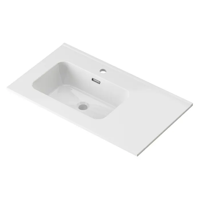 Lavabo Spectra seno izquierda - 81 x 46 cm, Orificios para grifo: Medio, Con desbordamiento, Blanco - Vista angular