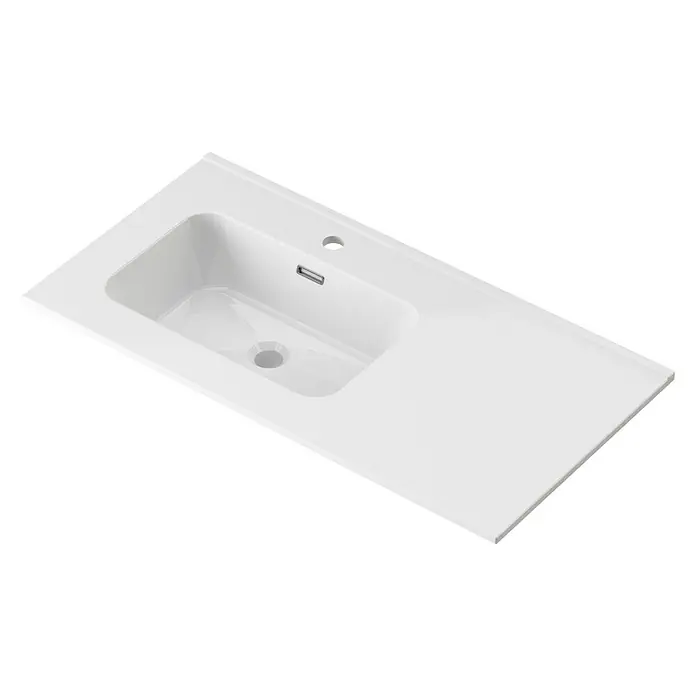 Lavabo Spectra seno izquierda - 91 x 46 cm, Orificios para grifo: Medio, Con desbordamiento, Blanco - Vista angular
