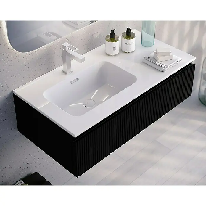 Lavabo Spectra seno izquierda - 91 x 46 cm, Orificios para grifo: Medio, Con desbordamiento, Blanco - Foto ambiente