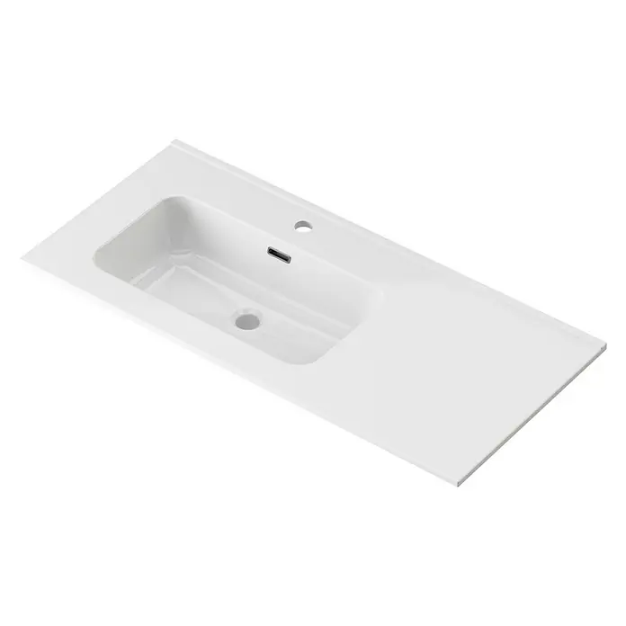 Lavabo Spectra seno izquierda - 101 x 46 cm, Orificios para grifo: Medio, Con desbordamiento, Blanco - Vista angular