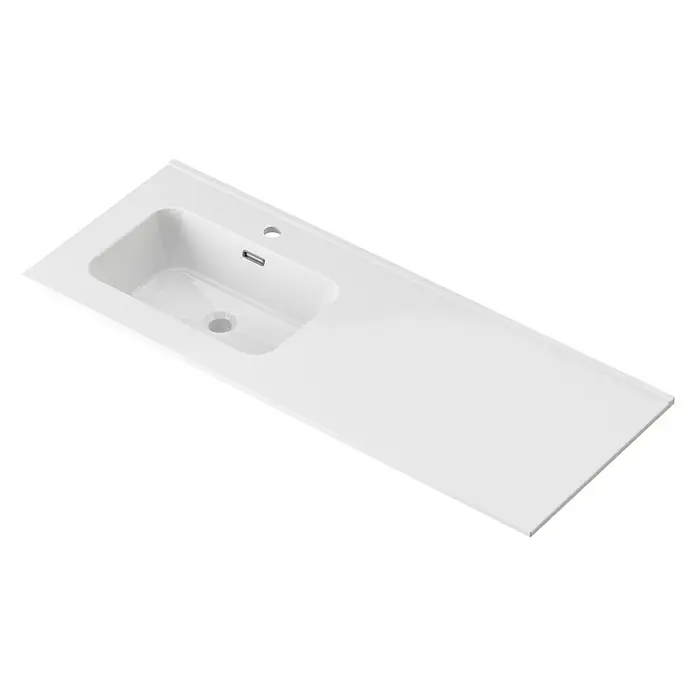 Lavabo Spectra seno izquierda - 121 x 46 cm, Orificios para grifo: Medio, Con desbordamiento, Blanco - Vista angular