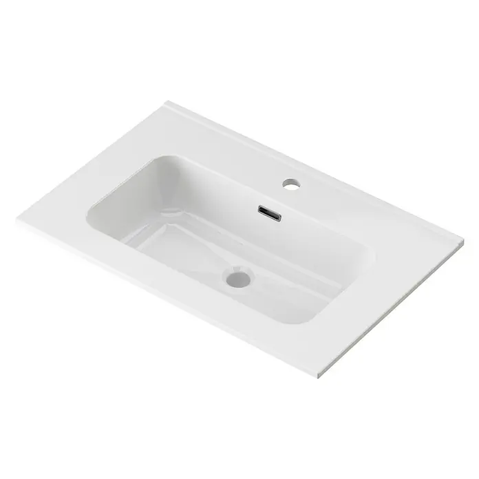 Lavabo Spectra - 71 x 46 cm, Orificios para grifo: Medio, Con desbordamiento, Blanco - Vista angular
