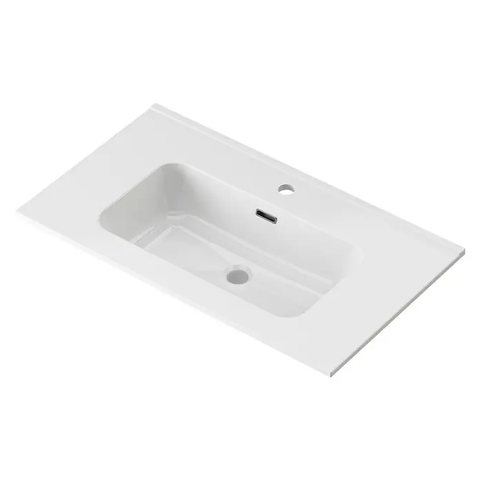 Lavabo Spectra - 81 x 46 cm, Orificios para grifo: Medio, Con desbordamiento, Blanco - Vista angular