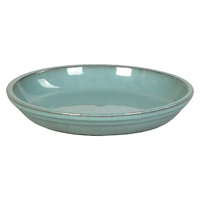 Blumentopf-Untersetzer Venezia - Max. Außendurchmesser: 41 cm, Keramik, Jadegrün - Vorderansicht