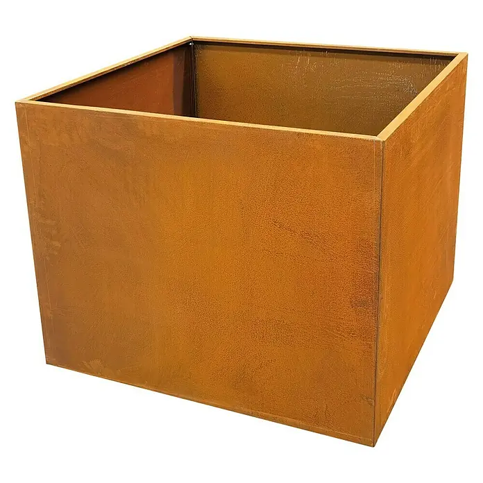 Hochbeet - L x B x H: 100 x 100 x 80 cm, Cortenstahl - Diagonale Ansicht