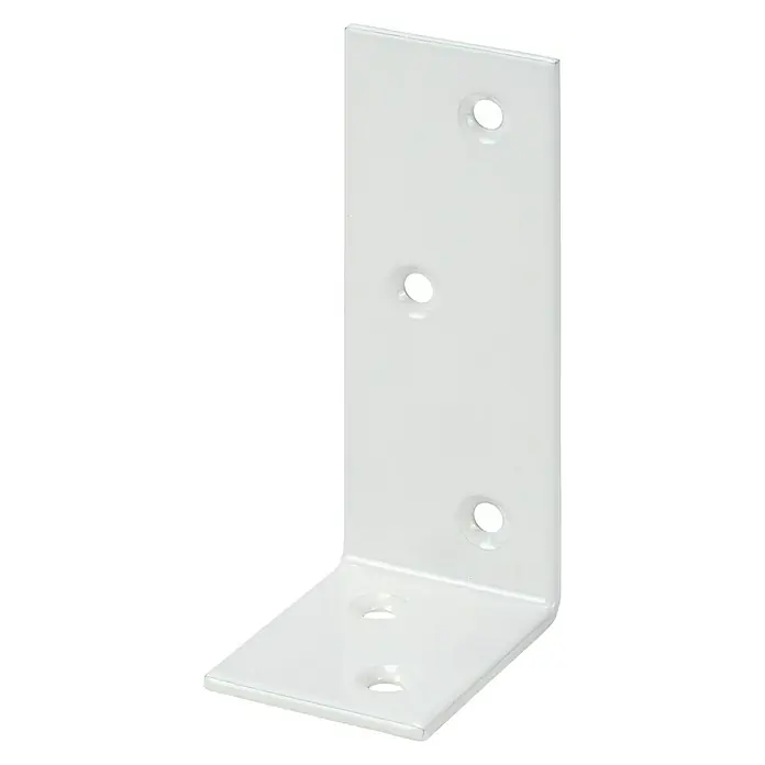Stabilit Balkenwinkel - L x B x H: 120 x 80 x 35 mm, Stahl, Weiß - Diagonale Ansicht