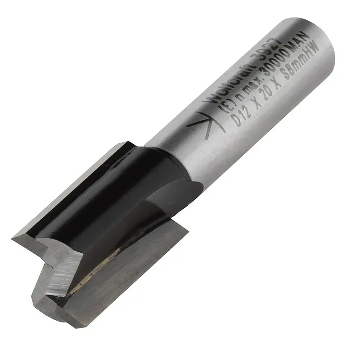 Wolfcraft Nutfräser - Nutbreite: 12 mm, Durchmesser Schaft: 8 mm, Hartmetallbestückt - Diagonale Ansicht