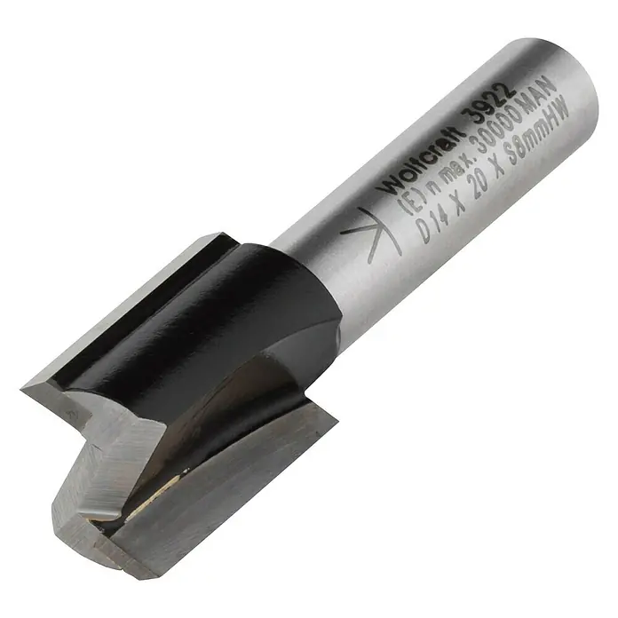 Wolfcraft Nutfräser - Nutbreite: 14 mm, Durchmesser Schaft: 8 mm, Hartmetallbestückt - Diagonale Ansicht