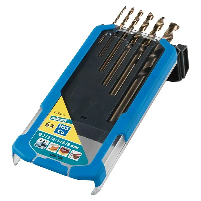 Metallbohrer-Set - 6 -tlg., Durchmesser: 2 mm - 8 mm - Diagonale Ansicht