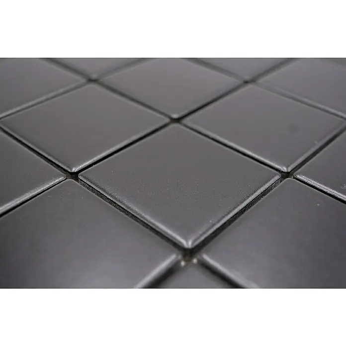 Mosaikfliese Quadrat Uni CD 192 - 29,8 x 29,8 cm, Schwarz, Matt - Detailaufnahme