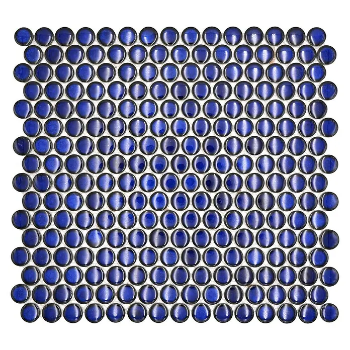 Mosaikfliese Knopf Uni 451N - 30,5 x 32 cm, Blau, Glänzend - Draufsicht