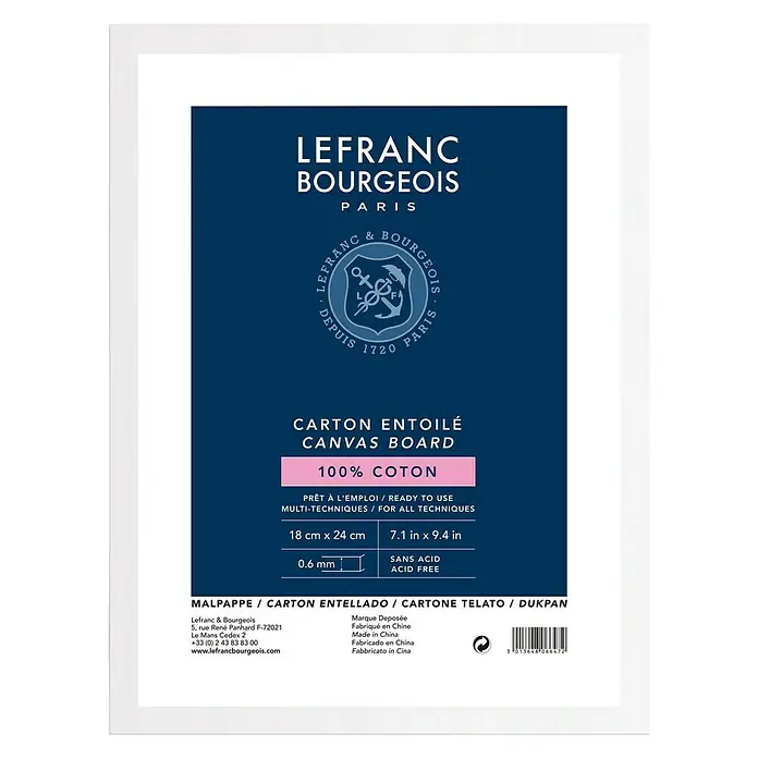 Lefranc & Bourgeois Schildersdoek Louvre - 18 x 24 cm, 280 g/m² - Vooraanzicht