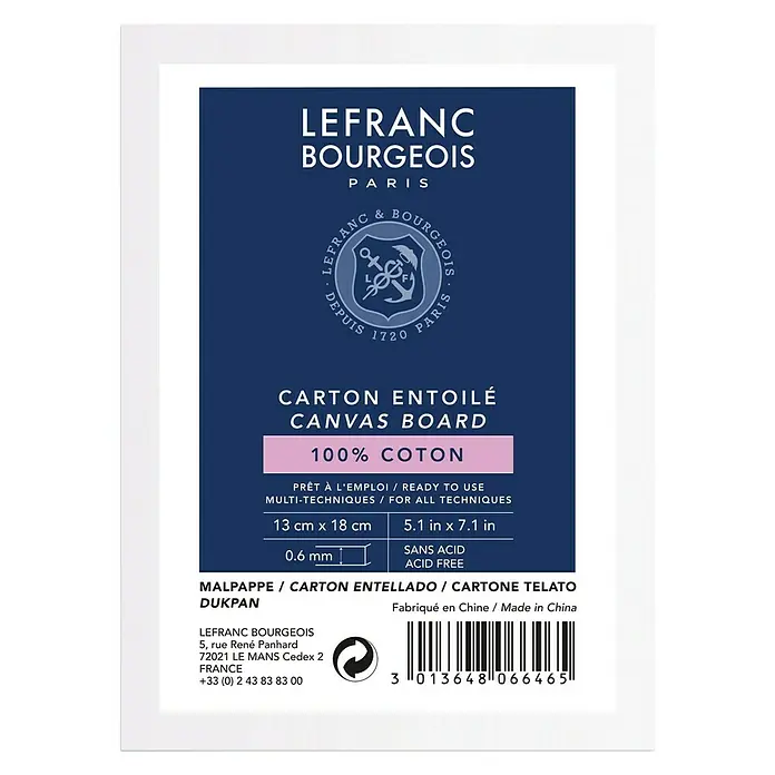 Lefranc & Bourgeois Schildersdoek Louvre - 13 x 18 cm, 280 g/m² - Vooraanzicht