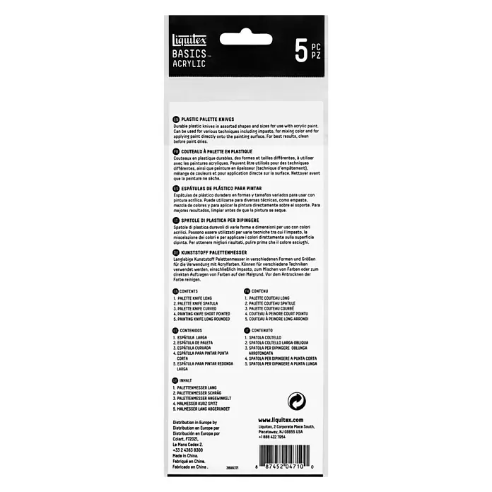 Liquitex Basics Palettenmesser-Set - 5 -tlg., Kunststoff - Rückansicht