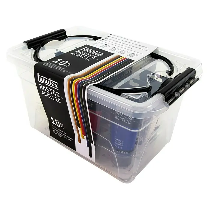 Liquitex Basics Acrylfarben-Set Starter Box - 9 Stk. x 75 ml, Tube - Diagonale Ansicht