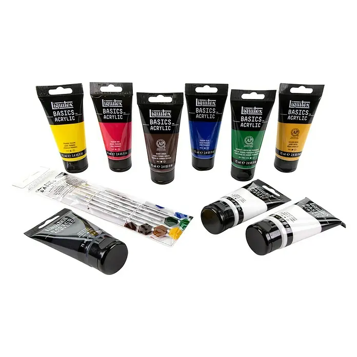 Liquitex Basics Acrylfarben-Set Starter Box - 9 Stk. x 75 ml, Tube - Vorderansicht