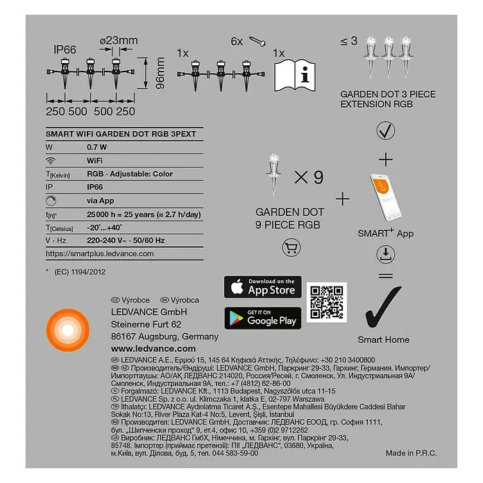 Ledvance Smart+ LED-Panel Gardenspot Mini RGBW 3ST -  - Rückansicht