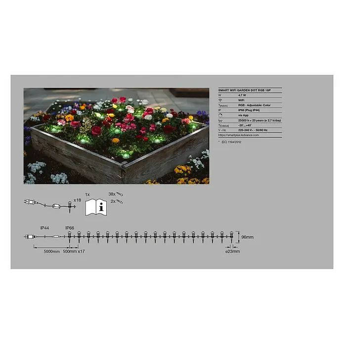 Ledvance Smart+ LED-Außenstrahler Gardenspot Mini RGBW 18 - 7,5 W, IP65 - Rückansicht