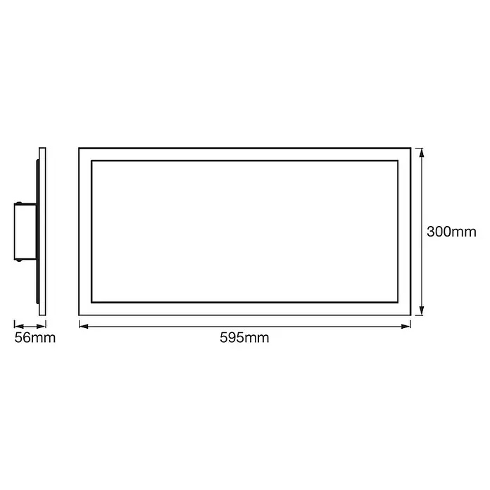 Ledvance Smart+ WiFi LED-Panel Planon Plus TW 60x30 - L x B x H: 595 x 300 x 56 mm, Weiß, Warmweiß - Skizze