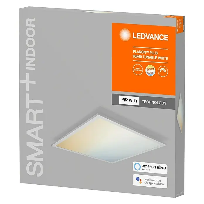 Ledvance Smart+ WiFi LED-Panel Planon Plus TW 60x60 - 36 W, L x B x H: 595 x 595 x 56 mm, Weiß - Diagonale Ansicht