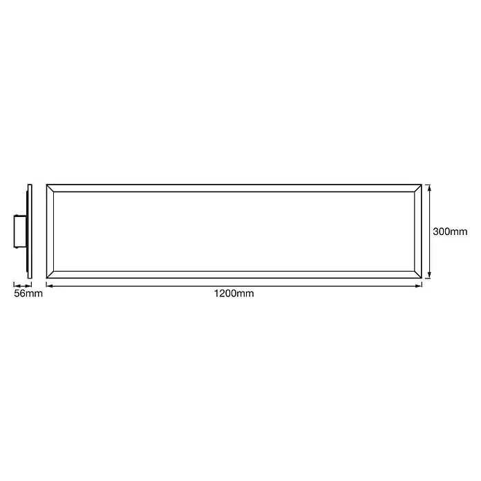 Ledvance Smart+ WiFi LED-Panel Planon Plus TW 120x30 - 36 W, L x B x H: 1.200 x 300 x 56 mm, Weiß - Skizze