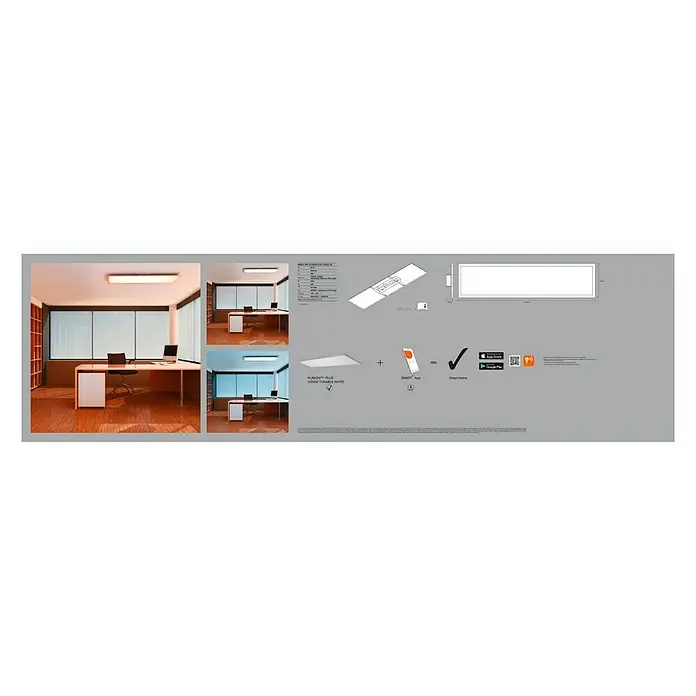 Ledvance Smart+ WiFi LED-Panel Planon Plus TW 120x30 - 36 W, L x B x H: 1.200 x 300 x 56 mm, Weiß - Rückansicht