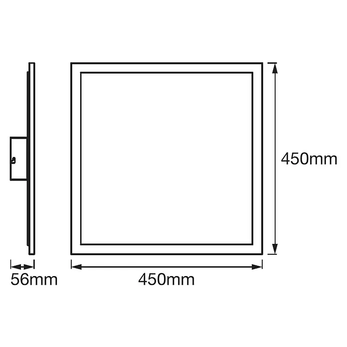 Ledvance Smart+ WiFi LED-Panel Planon Plus TW 45x45 - L x B x H: 450 x 450 x 56 mm, Weiß - Skizze