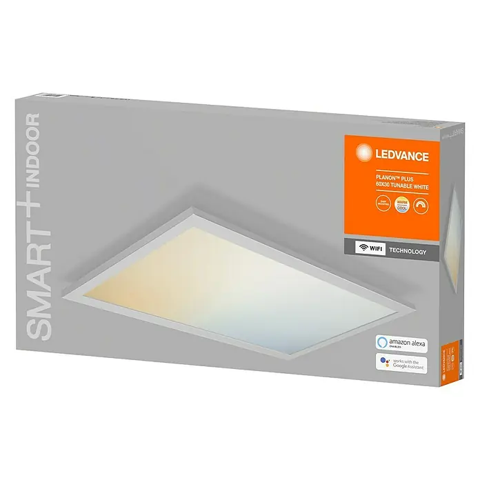 Ledvance Smart+ WiFi LED-Panel Planon Plus - L x B x H: 595 x 300 x 56 mm, Weiß, Warmweiß - Diagonale Ansicht