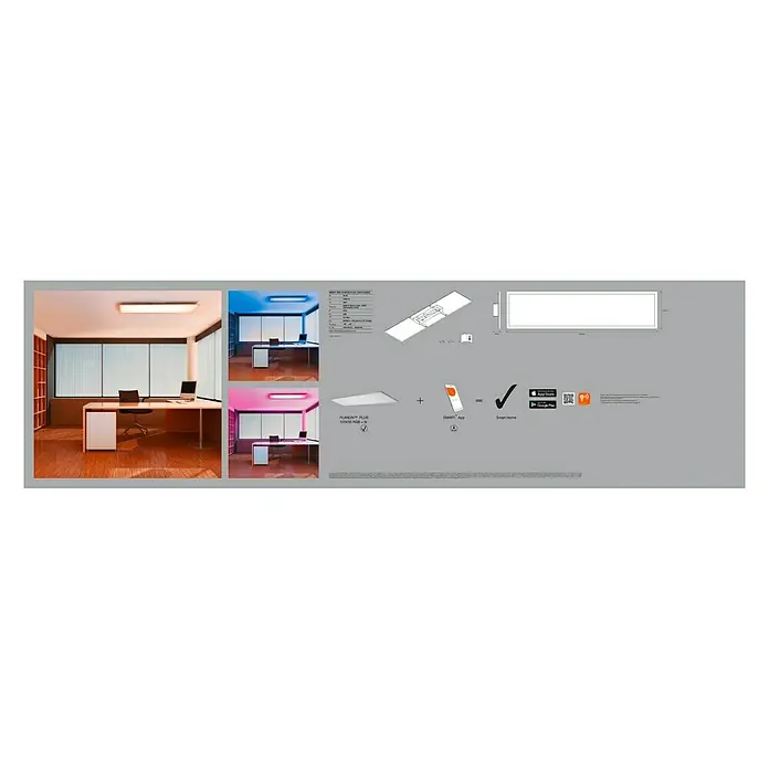 Ledvance Smart+ WiFi LED-Panel Planon Plus RGBW 120x30 - L x B x H: 1.200 x 300 x 56 mm, Weiß, Warmweiß - Rückansicht