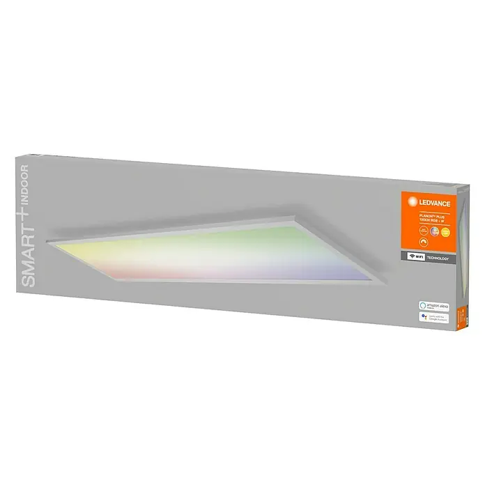Ledvance Smart+ WiFi LED-Panel Planon Plus RGBW 120x30 - L x B x H: 1.200 x 300 x 56 mm, Weiß, Warmweiß - Diagonale Ansicht