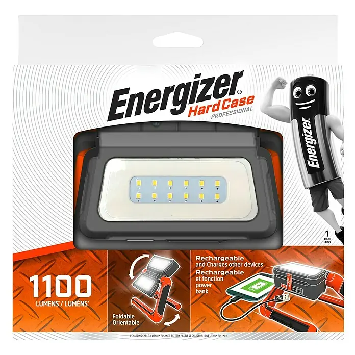 Energizer Linterna LED Hardcase - Negro/Naranja, 1.100 lm - Vista frontal