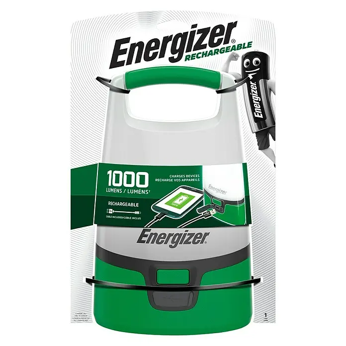 Energizer Linterna portátil LED camping recargable - 1.000 lm, Plástico, Autonomía estimada: 5 h, Verde - Vista frontal