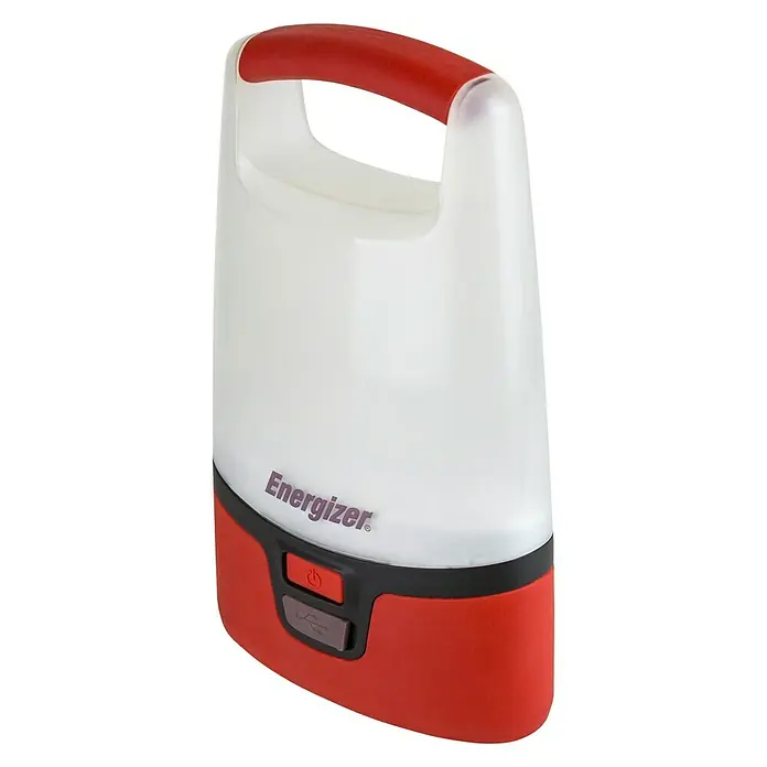 Energizer Linterna portátil LED camping recargable - 1.000 lm, Plástico, Autonomía estimada: 5 h, Rojo - Vista angular