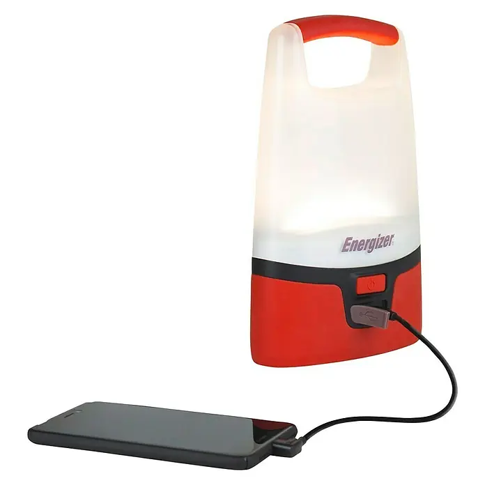 Energizer Linterna portátil LED camping recargable - 1.000 lm, Plástico, Autonomía estimada: 5 h, Rojo - Vista angular