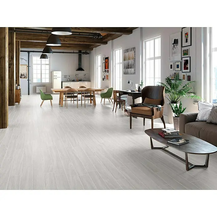 Pavimento porcelánico Orsa - 15 x 90 cm, Blanco - Foto ambiente