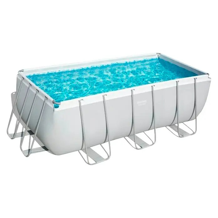 Pravokutni bazen s priborom Power Steel - D x Š x V: 412 x 201 x 122 cm, 8.124 l, Sive boje - Dijagonalni pogled