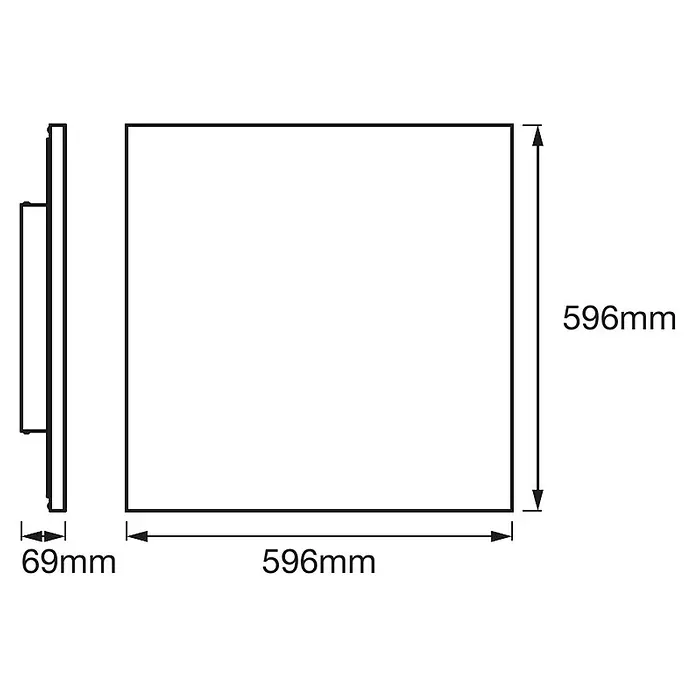Ledvance Smart+ WiFi LED-Panel Framelesspanel CCT RGB - 40 W, L x B x H: 596 x 596 x 69 mm, Weiß, RGB - Skizze