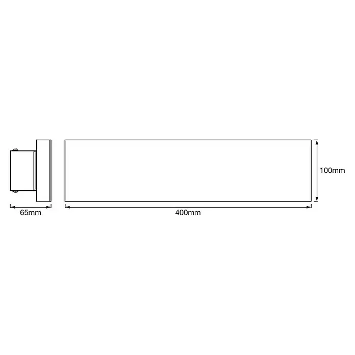 Ledvance Smart+ WiFi LED-Panel Framelesspanel CCT 40x10 - 16 W, L x B x H: 400 x 100 x 65 mm, Weiß - Skizze