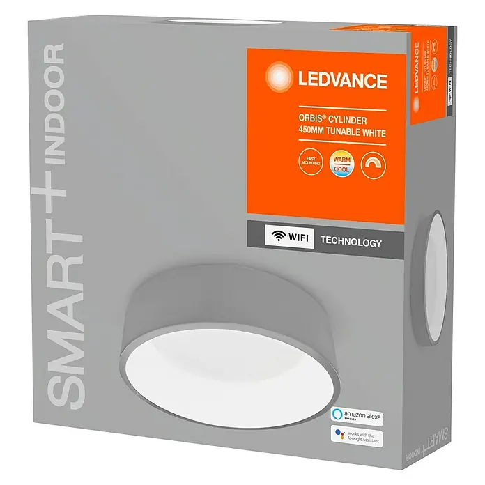 Ledvance Smart+ WiFi LED-Deckenleuchte rund Cylinder CCT - 24 W, Ø x H: 450 x 134 mm - Vorderansicht